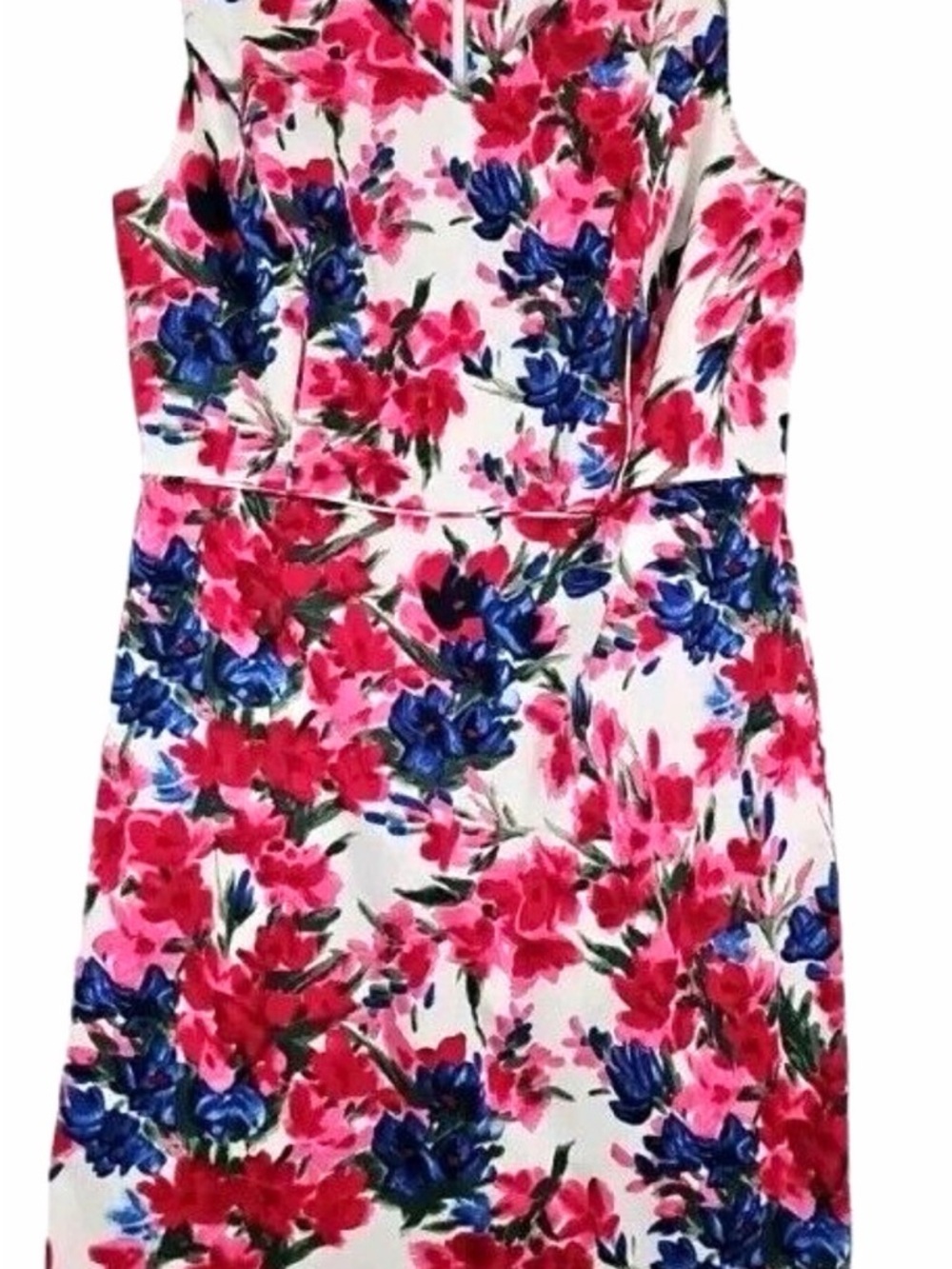 Women's Talbots Floral Pink & Blue Sheath Pencil Sleeveless Dress Size 10P